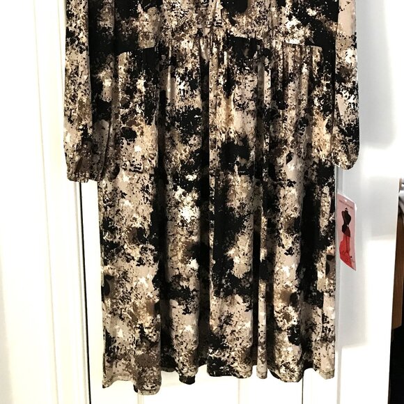 NWT Nina Leonard Swing Dress Long Sleeve V Neck Size XL - Picture 3 of 8